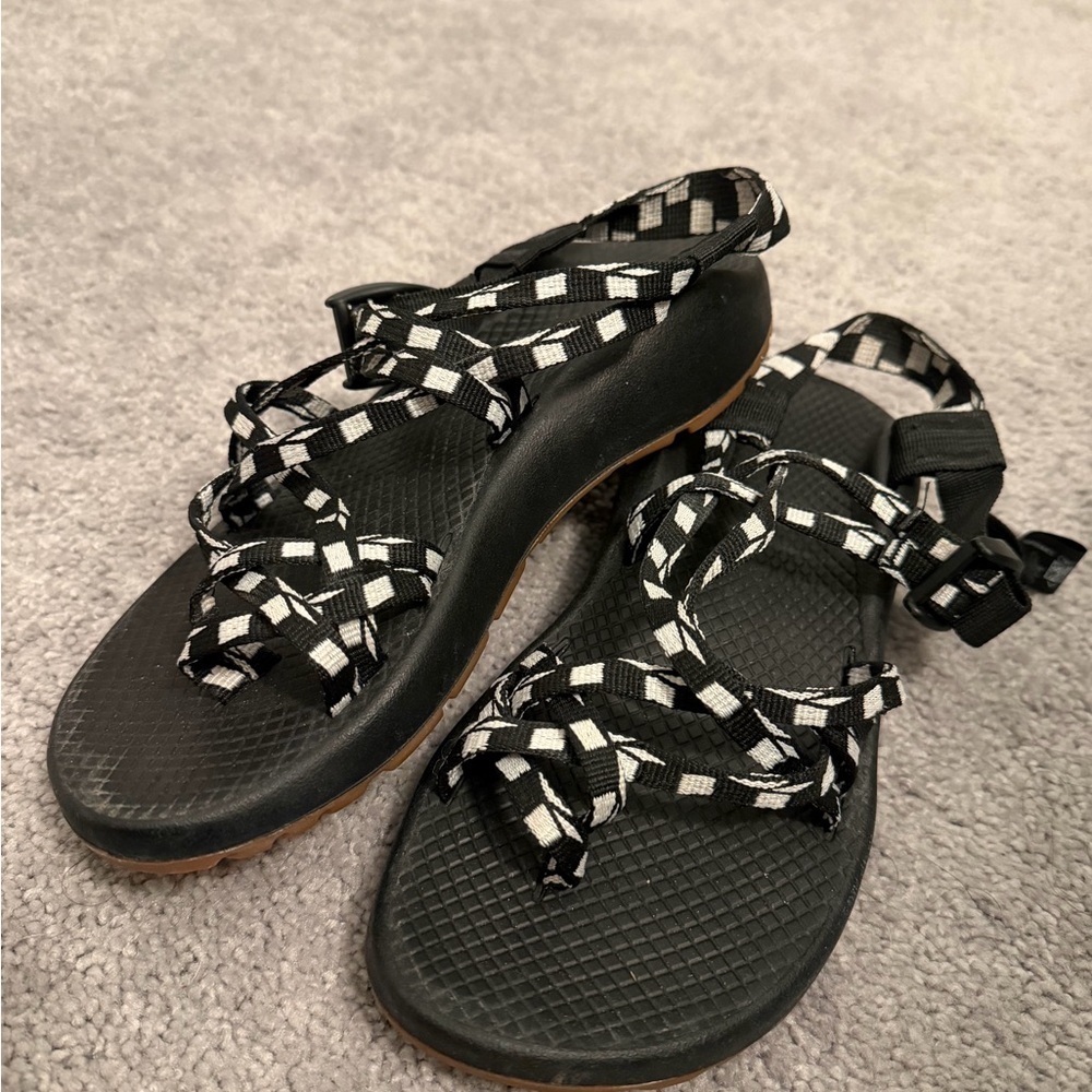 Chaco Black and White Strappy Outdoor Sandals